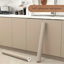 1 Roll, Milk Tea Color Self-Adhesive Wallpaper, Home Decor Sticker, Bedroom Furniture Renovation DIY Transformation Wall Sticker, Easy To Remove, Waterproof And Oil-Resistant PVC Wallpaper, Suitable For Home Decor, Room Decoration Vinyl Wallpaper Roll Wall Paper Wall Stickers Wall Decor Wallpaper Peel And Stick - Multicolor - View 3