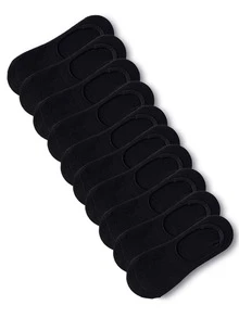 10pairs Women Minimalist Solid Invisible Socks - Black - View 4