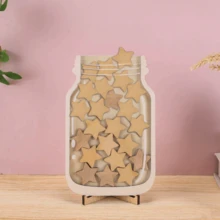 1个教室星星奖励罐，配有装饰教学贴纸 - 木质，适合家庭和学校使用，激励贴纸，教师教室奖励罐，返校必备 - 彩色 - 查看 14