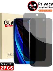 2 piezas Protector de pantalla de vidrio templado anti espía y anti mirones compatible con iPhone 17, 16, 15, 14, 13, 11 PRO X XS MAX 12 Mini XR 6 7 8 Plus Se2 Se3, regalo para cumpleaños, familia y amigos, accesorios para teléfonos móviles