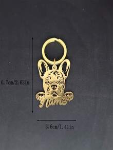 1pc Personalized French Bulldog Stainless Steel Keychain - Customizable Name Engraving, Dog-Shaped Design For Men, Ideal For Valentine's Day, Father's Day, Graduation, Halloween, Christmas Gifts - Multicolor - View 10