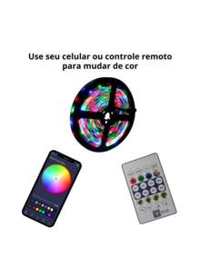 Fita Led 10 Metros RGB Tipo Cordão Com Controle Remoto E Aplicativo Bluetooth A Prova D'Água