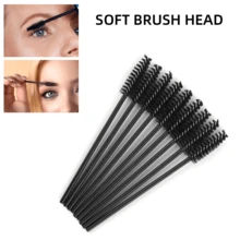 50支/包一次性眉刷，多功能睫毛梳，化妆刷，螺旋眉笔，睫毛嫁接美容工具，赠品，专业化妆刷，全套化妆工具 - 黑色 - 查看 3