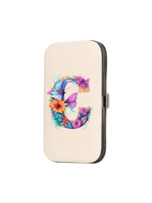 7件套蝴蝶花朵印花旅行美甲套装，彩色蝴蝶花朵A-Z字母，大容量指甲护理收纳盒，不锈钢工具，超锋利防溅指甲钳套装，经典设计指甲钳盒，适合移动美容、旅行、户外、寄宿学校和家庭使用。 - 彩色 - 查看 14