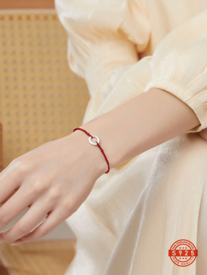 1pc S925 Sterling Silver Lucky Knot Red String Bracelet, Festival Gift, Couples Braided Bracelet, Suitable For Parties, Gifts, Daily Wear, Comes With Elegant Gift Box