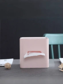 1pc Living Room/Bathroom Tissue Box, Cylindrical Paper Towel Holder For Home, Cute Minimalist Plastic Tissue Box, Square Tissue Box, Moisture-Proof, , Odorless, Simple & Elegant Design, Sturdy Material