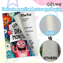 GDTME كتاب تلوين سميك A4 ذو صفحات لؤلؤية "تعلم كيفية رسم وحوش صغيرة"، صفحات نظيفة لا تنزف، كتاب تلوين للبالغين والأطفال لتخفيف التوتر، كتاب رسم وتتبع إبداعي، هدية مثالية لعيد الهالوين والكريسماس ورأس السنة للأطفال والأصدقاء (غلاف صلب)