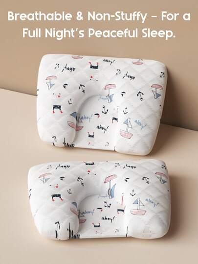 Almohada con forma para bebés recién nacidos - Almohada de verano transpirable para bebés de 0 a 6 meses, de algodón puro con forma de U y almacenable.