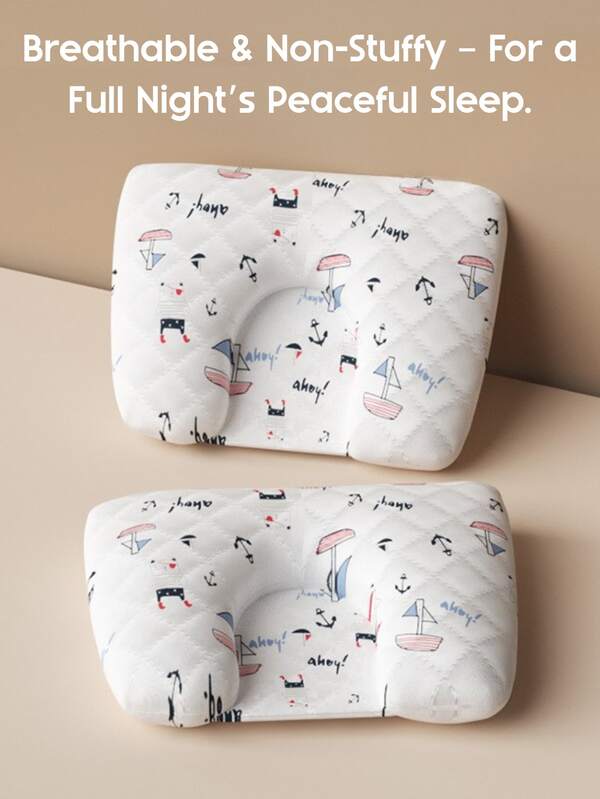 Almohada con forma para bebés recién nacidos - Almohada de verano transpirable para bebés de 0 a 6 meses, de algodón puro con forma de U y almacenable.