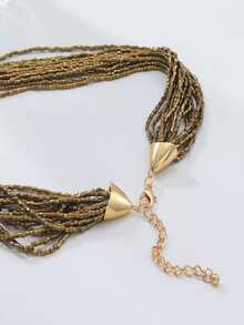 New Bohemian Style Multi-Layer Handmade Beaded Braided Rope Tassel Necklace, Gift For Holidays, Birthday, Back To School, New Year, Valentine's Day, Mother's Day, Teacher's Day, Wedding, Music Festival, Graduation