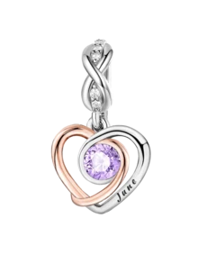 1个925纯银爱心月份吊坠，适合DIY手链，女士饰品 - 銀色 - 查看 14