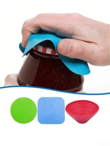 Blue Square Rubber Gripper Pad - Non-Slip Jar & Can Opener For Tight Lids, Extra Grip For Stubborn Caps, Reusable Kitchen Tool (Single Pack, Durable & Easy Clean)