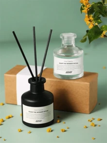 Set de 5 piezas (1 botella de aceite de aromaterapia + 4 varillas difusoras) Set de aromaterapia sin llama, ambientador de fragancia floral de larga duración para el hogar y espacios interiores, ideal para dormitorio y baño, incluye bolsa con burbujas