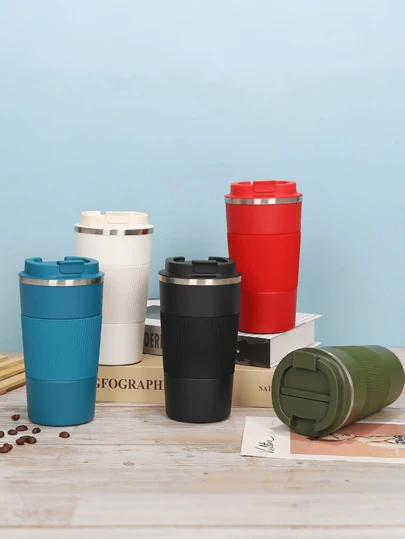 1pc Fashionable Simple Stainless Steel Coffee Cup Thermal Mug Leak-Proof Double Wall Cafe Cup Non-Slip Travel Car Insulated Bottle ,High-End Portable Non-Slip Water Bottle,Multi-Functional Reusable Exquisite Mug, Men's And Women's Business Water Cup, Travel Sport Bottle, Latte Cup, Suitable For Home, Travel, Outdoor, Coffee,Fitness,Sports, Back To School,Halloween & Christmas Gifts.