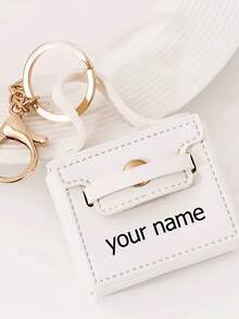 1pc Customized Rectangular Keychain - Personalized Name Engraved PU Leather Keyring, Multi-Color Options, Ideal For Valentine's Day Gift, Lipstick Holder, Car Key Accessory, Christmas Gift, Halloween Gift - Style 5 - View 15