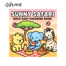 كتاب تلوين رحلة الحيوانات المشمسة - طبعة فنية سميكة ذات طبقة لؤلؤية جديدة لعام 2025، 24 صفحة، تصميم فني بسيط ونظيف لتخفيف التوتر، مقاس 7.87*7.87 بوصة، مناسب كهدية صغيرة رقيقة لمناسبات عيد الميلاد والعام الجديد والهالوين