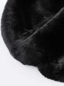 Women's Elegant Black Faux Fur Shawl, Soft Rabbit Fur-Like Ladies Shawl, Bridal Shawl, For Parties, Weddings, Formal Events - Black - View 3