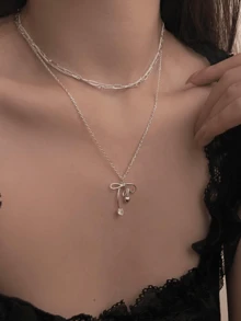 1pc Multi-Layer Bowknot Zirconia Necklace For Women