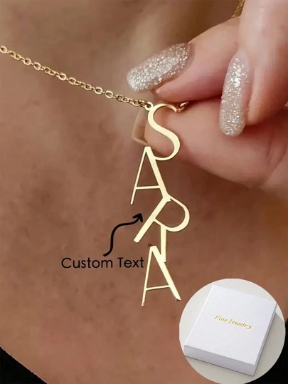 Customized Vertical Pendant Necklace, Unique And Meaningful Gift, Warm And Distinctive Jewelry Accessory, Luxury Unisex Jewelry, Surprise Gift For Lover, Friend And Family, School Supplies, Teacher's Day Gift, College Gift, Gift For Coworker, Dorm Decor, Gift For Teacher, Suitable For Boys, Girls, Teenagers, Middle School, High School, College, Freshmen, Sophomores, Lower Grade Students