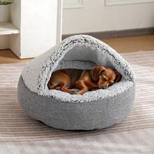 1 chiếc giường cho thú cưng mềm mại và thoải mái trong nhà, ấm áp và chống trượt, thích hợp cho mùa thu/đông, có thể giặt được - Xám - Xem 6