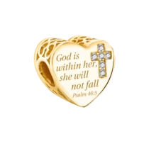 1 件时尚 925 纯银爱心天使系列串珠适合女士手链手镯 DIY 珠宝制作和日常服装搭配珠宝装饰适合女孩 - 金色 - 查看 14