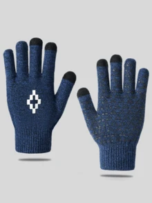 Mănuși tactile tricotate de iarnă pentru bărbați, cu model geometric, elegante și funcționale pentru activități în aer liber, mesaje text, condus - moi, respirabile și perfecte pentru vreme rece de toamnă