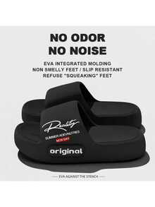 1 par de chanclas unisex, deslizantes para deportes al aire libre, resistentes al desgaste, transpirables, suaves y elásticas, sandalias de playa refrescantes, estilo para parejas, adecuadas para vacaciones (compre una talla talla grande grande para mayor comodidad) - Negro - Ver 4