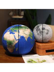 1pc Realistic Earth, Sun, Moon, Mars Plush Stuffed Doll Cushion, Space Theme Decorative Pillow, Birthday Gift, Cuddle Doll, Office Desk Decor,Uranus,Deep Space,Sun And Moon Plush - Multicolor - View 9