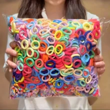 200 Elastic Solid Color Hair Ties, Best Gift For Matching Fashion Headbands, Quick And Convenient, Bright Colors, Easy To Carry, Holiday Gift For Kids