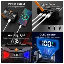 800W High-Power LED Headlight USB Rechargeable Remote Flashlight Ultra-Bright Long-Distance Tactical Light Infrared Sensor Fluorescent Flashlight Suitable For Camping, Cycling, Hiking, Night Climbing, Fishing And Hunting Light - Black - View 9