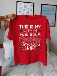 Christmas Atmosphere Women's Casual Round Neck Short Sleeve T-Shirt