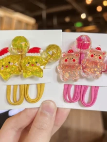 5pcs/1pc Santa Claus, Reindeer, Colorful, Star, Christmas Tree Hair Scrunchies, Elastic Hair Ties, Cute Christmas Hair Accessories, High Elasticity, Ponytail Holders, For Daily Use ,Hair Elastics ,Hair Rubber Bands ,Hair Rope