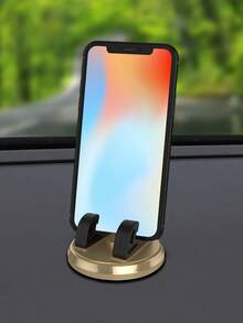 1pc Black/Gold/Silver/Rose Gold Multifunctional Disc-Type Car Dashboard Phone Holder, 360° Rotatable Vehicle Phone Clip Bracket, Adhesive Navigation Stand