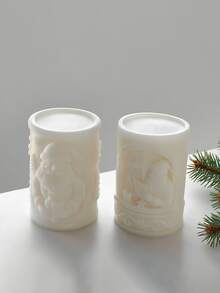 圣诞老人圆柱形硅胶模具套装，树脂浇铸模具，复古精致浮雕，适用于手工蜡烛制作、珠宝浇铸、DIY树脂工艺品、聚合物粘土、石膏、装饰品、圣诞礼物、家居装饰、圣诞装饰、房间装饰 - 白色 - 查看 6