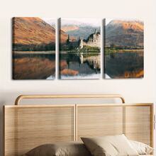 3 Pieces Wooden Frame Canvas, Lake Reflection Castle Poster, Fantasy Decoration, Frame Painting, Modern Art, Canvas, Friends And Family, Home, Room Wall Art, Office, Suitable Living Room, Bedroom Wall Decoration,, 8K, Odorless, Waterproof, Canvas Wall Art, Wall Art Frame, Already Framed, Can Be Hanged Directly, Canvas Wall Art Frame Included, Large Size Canvas Wall Art With Frame, Room Decoration, Art Wall Decoration, Framed Canvas Wall Art, Framed Wall Art, Large Wall Art, Office Decoration, Home Decoration, Decorative Poster, Art Mural, Durable Frame, High-Grade Canvas, Framed Poster, Wall Mural, Home Decor Artist, Fantasy Enthusiast Fall Decor Cuadros Para Habitación - 彩色 - 查看 9