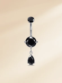 1 件装时尚不锈钢万圣节肚脐环，适合女士，14G 黑色蝙蝠骷髅肚脐环，红色方晶锆石肚脐穿孔饰品肚脐环，适合万圣节 - 肚環 - 查看 4