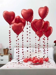 10 件心形气球，红色情人节浪漫心形气球，适合婚礼派对 - 紅色 - 查看 5