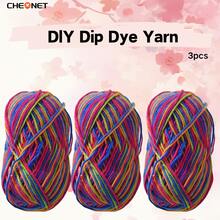 3 团柔软渐变色纱线，钩针和针织纱线，适合日常 DIY 钩针和针织毛衣、围巾、帽子、DIY 工艺品，50 克 * 3，适合初学者