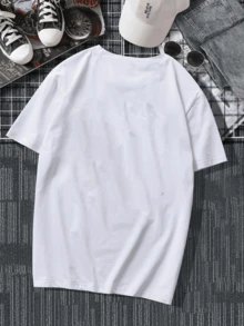 ¡Envío desde México, Playera hombre de algodón con estampado de estilo callejero hip-hop , cuello redondo y corte holgado, ideal para estilo urbano o deportivo,ropa casual camiseta divertida Moda de verano. - Blanco (delantero) - Ver 4