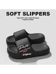 1 par de chanclas unisex, deslizantes para deportes al aire libre, resistentes al desgaste, transpirables, suaves y elásticas, sandalias de playa refrescantes, estilo para parejas, adecuadas para vacaciones (compre una talla talla grande grande para mayor comodidad) - Negro - Ver 2