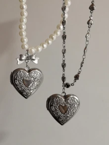 1 chiếc vòng cổ mặt trái tim vĩnh cửu phong cách Harajuku Gothic ngọt ngào, phù hợp cho phụ nữ, trẻ em gái, phụ kiện trang sức Punk cổ điển Y2K, quà tặng cho ngày lễ tình nhân, ngày của mẹ - Bạc - Xem 2
