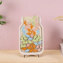 1个教室星星奖励罐，配有装饰教学贴纸 - 木质，适合家庭和学校使用，激励贴纸，教师教室奖励罐，返校必备 - 彩色 - 查看 16