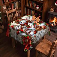 1/20 pièces Nappe de Noël, bonhomme de neige mignon, nappe à motif floral de Noël, convient pour la décoration de table de fête de Noël, décoration de table de cuisine de carnaval, cadeau, décoration de vacances, décoration de chambre, décoration de scène, décoration de Noël