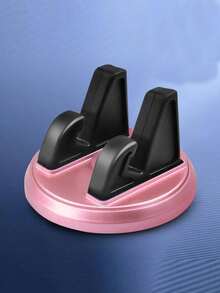 1pc Black/Gold/Silver/Rose Gold Multifunctional Disc Car Dashboard Phone Holder, 360° Rotatable Vehicle Phone Clip Mount, Adhesive Navigation Bracket - Rose Gold - View 15