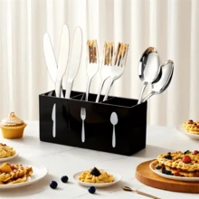 1 pièce Organisateur multifonctionnel d'ustensiles de cuisine - Porte-couverts en plastique économisant l'espace pour les cuillères, couteaux et fourchettes, rangement de la coutellerie pour les plans de travail et tiroirs de cuisine, idéal pour la maison, le restaurant et l'organisation de la table à manger