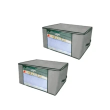 Kit 2 Multipurpose Organizers M 60x45x30 Storage Box Duvet Towel Blanket Clothes - 灰色 - 查看 6