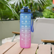 1pc 1000ml New Summer Large Capacity Sports Water Bottle, Plastic, Shockproof, Outdoor Portable Space Cup, Student Fitness Water Bottle