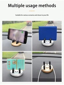 1pc Black/Gold/Silver/Rose Gold Multifunctional Disc-Type Car Dashboard Phone Holder, 360° Rotatable Vehicle Phone Clip Bracket, Adhesive Navigation Stand