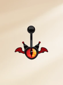 1 件装时尚不锈钢万圣节肚脐环，适合女士，14G 黑色蝙蝠骷髅肚脐环，红色方晶锆石肚脐穿孔饰品肚脐环，适合万圣节 - 肚環 - 查看 11