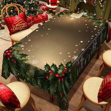 1/20pcs Christmas Tablecloth, Berry And Snowflake Pattern Print Design, Washable, Suitable For Home Kitchen, Restaurant, Party, Holiday Table Decoration, Banquet, Christmas Gift - Multicolor - View 6